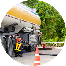 Driver delivering gas to pump station