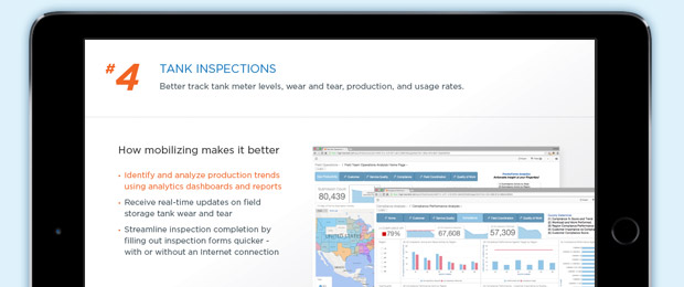 ProntoForms ebook on tank inspections being viewed on a tableteBook|ProntoForms Field Service ebook on a tablet|eBook