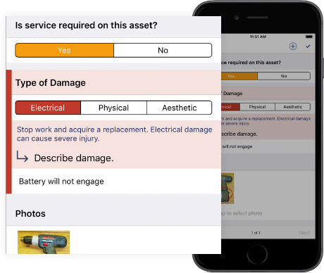 App screenshot showing smart form features