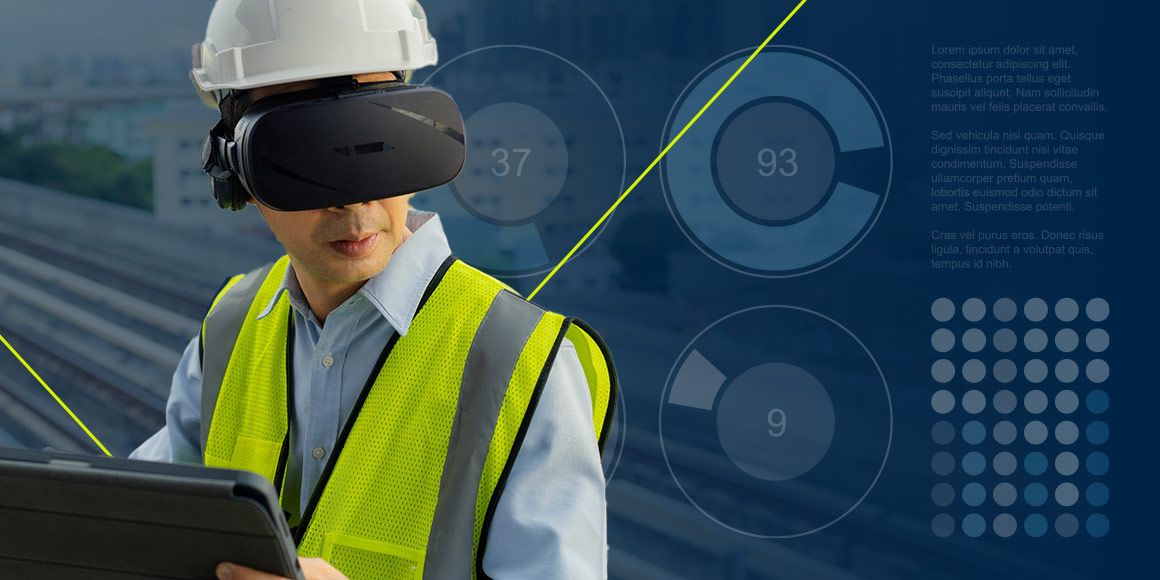 A technician uses a VR headset, reflecting the need for a Digital Ecosystem in Oil & Gas