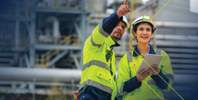 Field technicians completing an inspection on an oil rig